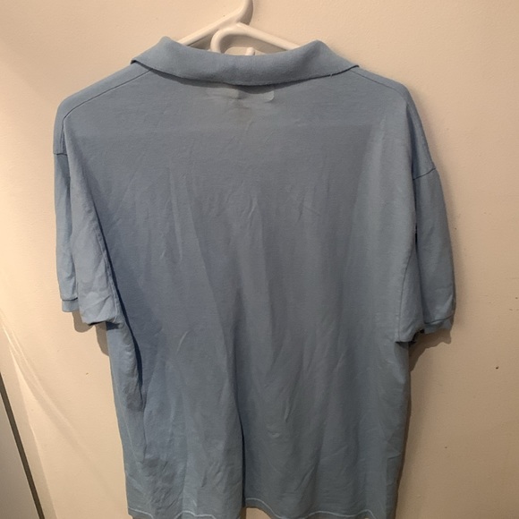 Ultra Soft Hanes EcoSmart Comfort Blend Sky Blue Polo Shirt SZ Large - Picture 5 of 7